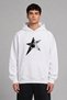Yıldız Women's Design Pre-Printed Oversize White Hooded Sweatshirt