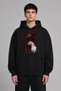 Love Horse Design Pre-Printed Oversize Black Hooded Sweatshirt