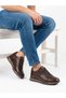 Men's Brown Genuine Leather Orthopedic Non-Slip Sole Casual Shoes - 3