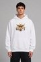 Egypt Bird Design Pre-Printed Oversize White Hooded Sweatshirt