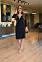 Women's long sleeve lace v-neck short viscose two-ply dress - 2