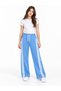 28010-26 Girl's White Striped Wide-Legged 3-Yarn Ruffled Sweatpants 13–16 Years Old