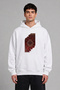 Ripped Ethnic Carpet Design Pre-Printed Oversize White Hooded Sweatshirt