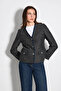 V-Neck Tweed Jacket with Knitted Accessories - Navy Blue