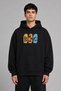 Surf Objects 1 Design Pre-Printed Oversize Black Hooded Sweatshirt