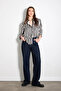 Striped Satin Shirt - Black - 4