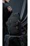 Women's Black Parachute Fabric Crossbody Shoulder Bag with 5 Zippered Compartments 20X29 cm - - 3
