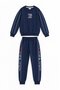 Navy Blue Boys' Sweatshirt Set with Stripe and Text on the Sides, Crew Neck 24854 - 5