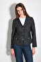 V-Neck Tweed Jacket with Knitted Accessories - Navy Blue - 5