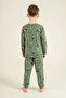 Boy's 3-9 Years Old Patterned Pajama Set Khaki - 6