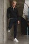 Men's Long Sleeve Polo Collar Black Sweater - 3