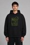 Padel Life Green 1 Design Pre-Printed Oversize Black Hooded Sweatshirt