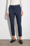 Belted Cigarette Cotton Trousers - Navy Blue - 2