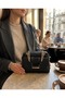 Matte Black Small Women's Handbag with Gold Accessories and Crossbody Strap -