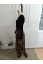 Women's Long Sleeve Square Collar Viscose Skirt Patterned Single Jersey Long Dress with Belt at the Waist - 6