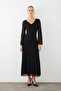V-Neck Lace Long Evening Dress - Black