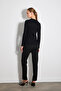 Polo Collar Knitted Cotton Blouse - Black - 6
