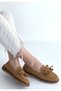 Boriy Tan Leather Powder Suede Ballerina Shoes - 3