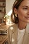 316L Steel Gold Color Vintage 3D Wavy Model Earrings - - 2