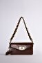 Envelope Cover Rotary Lock Shoulder Bag Brown