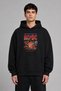 Ac Dc Rock Design Pre-Printed Oversize Black Hooded Sweatshirt