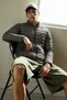Men's Casual Stand Collar Khaki Puffer Jacket