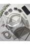 Metallic Silver Soft Textured Shoulder Bag with Adjustable Strap - - 2