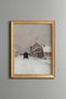 Horse Carriage on Snowy Village Road - Vintage Patterned Painting - Fine Model