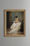Woman Reading a Book in a White Dress - Vintage Patterned Painting - Slim Model