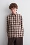 Checkered Patchwork Shirt Brown - 2
