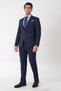 Slim Fit Mono Collar Double Slit Flexible Wool Navy Blue Suit Tk 947 - 2