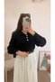 Shirt Collar Hair Braid Pattern Sweater - Ers -Black
