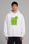 Padel Life Green 2 Design Pre-Printed Oversize White Hooded Sweatshirt
