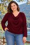 Plus Size Women's Degaje Collar Stylish Casual Long Sleeve Blouse