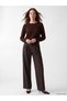 Alita City Lcw Grace Brown Knitwear Patterned Oval Neck Women's Sweater with a Difference - 2