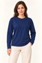 Women's Modal Soft Textured Crew Neck Long Sleeve T-Shirt Sweatshirt - Navy Blue - 3