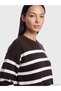 Ozmarka New Season Brown Crew Neck Striped Women's Knitwear Sweater - 3