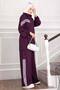 Oysho Dark Brown Hijab Pants Set with Sleeve Ribbon Detail and Pockets 10601Kkh - 3