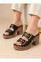Women's Wedge Heel Double Buckle Slippers - 2