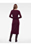 Drapeli Slim Fit Notched Collar Long Sleeve Midi Dress - 4