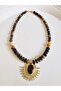 Cat's Eye 8 mm Natural Stone Vintage Sun Pendant 50 cm - 3