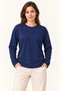 Women's Modal Soft Textured Crew Neck Long Sleeve T-Shirt Sweatshirt - Navy Blue