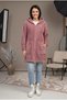 Women's Dusty Rose Plush Long Sleeve Hooded Winter Cardigan with Pockets - 2