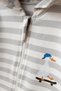 Unisex Baby 100% Cotton Embroidered Duck with Two-Strand Skateboard Design Hooded Zippered Jumpsuit - 2