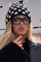 Women's Soft Furry Beret Polka Dot Pattern Black - 2