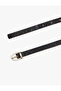 Crocodile Look Faux Leather Thin Belt with Metal Buckle - 3