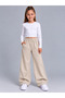 Girls' Stone Color Loose-Legged Bottoms 100% Cotton 3-Ply Unbleached Fabric (4-Season) - 3