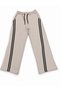 25410-26 Girl's White Striped Wide Leg 3 Thread Ribbed Sweatpants 5-8 Years Old - 7