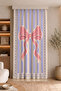 Large Pink Bow and Purple Stripes Digital Printed Single Wing Background Curtain (with Pillowcase as a Gift) - 3