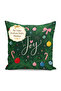 Joy Written Christmas Patterned Digital Printed Single Wing Background Curtain (with Pillowcase as a Gift) - 4